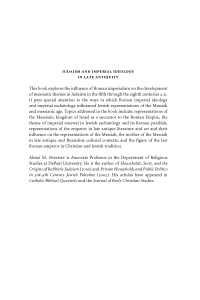 Sivertsev - Judaism and Imperial Ideology in Late Antiquity